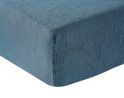 Drap housse Source en gaze de coton azurite 160x200