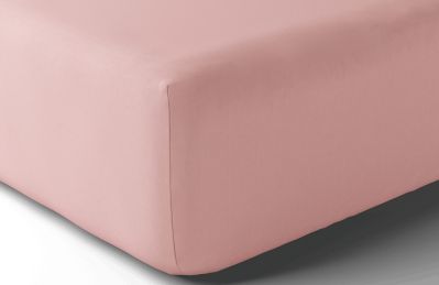 Drap housse Vexin percale uni Ô de rose 140x200