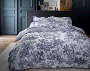 Housse de couette 4 Continents en percale blanc/bleu 200x200