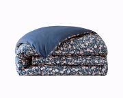 Housse de couette Angélie en percale de coton bio bleu 200x200