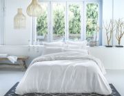 Housse de couette Bord de mer satin de coton blanc 140x200