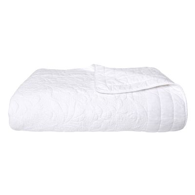 Jeté de lit Destinée en percale de coton blanc 250x270
