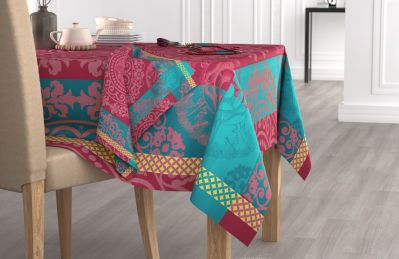 Lot de 2 serviettes de table Baroque coton jacquard Fushia 47x47