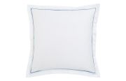 Taie d'oreiller Breteuil en satin de coton blanc/bleu 65x65