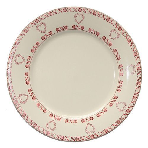 Assiette plate ronde Tendre rouge faïence