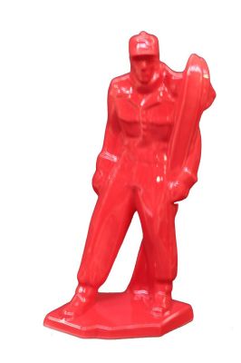 Figurine skieur rouge Méribel faïence