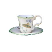 Tasse à thé et soucoupe Folies botaniques faïence - Faïencerie de Niderviller