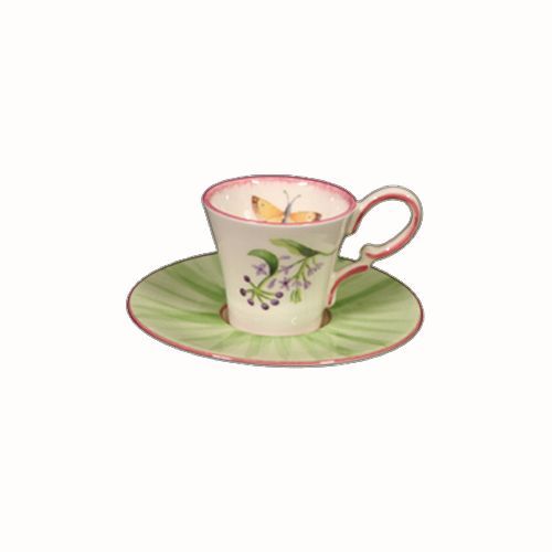 Tasse & soucoupe café Vent de fleurs 5cL faïence