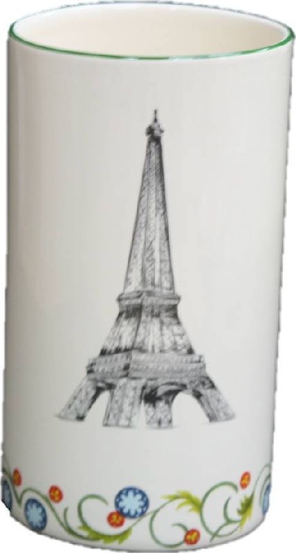 Vase cylindre Paris H18,5cm faïence
