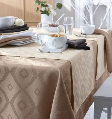 Chemin de table Brunch Taupe polyester 45x150 - Tradilinge