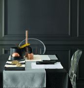 Chemin de table Lounge Noir polyester 45x150 - Tradilinge