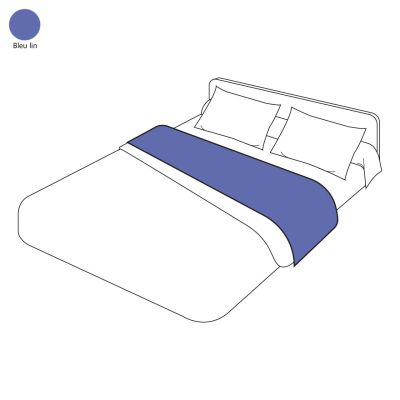 Drap de lit uni bleu lin coton 270x310 - Tradilinge