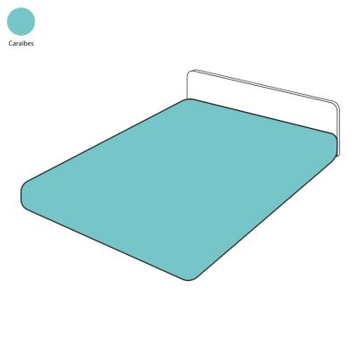 Drap housse uni caraîbes en coton 140x190 - Tradilinge