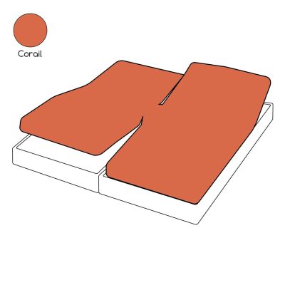 Drap housse uni corail en coton TPR 2x70x190 - Tradilinge