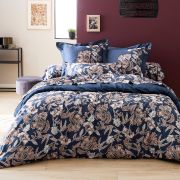 Drap plat Botanic satin de coton coloris nuit 180x290 - Tradilinge