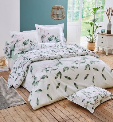 Drap plat Magnolia Sauge en percale 180x290 - Tradilinge