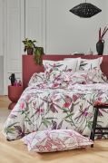 Drap plat Pénélope Rose en coton 240x310 - Tradilinge