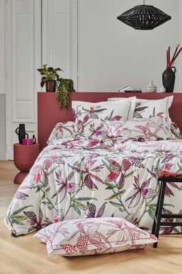 Drap plat Pénélope Rose en coton 280x310 - Tradilinge