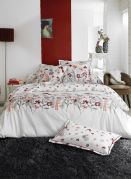 Drap plat Petite Folie percale motifs floraux rouge 180x290 - Tradilinge