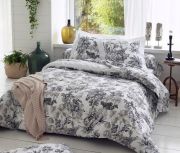 Drap plat Savane blanc satin coton jungle N/B 180x290 - Tradilinge