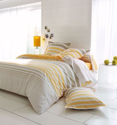 Drap plat Stripe Narcisse motif percale 180x290 - Tradilinge