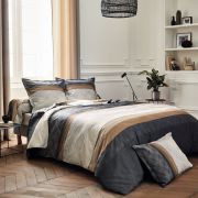 Drap plat Tiago Noir en satin de coton 180x290 - Tradilinge