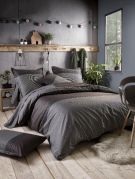 Housse de couette Enzo noir satin de coton motifs graphiques 140x200 - Tradilinge