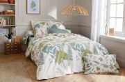 Housse de couette Féérie sauge en percale 280x240 - Tradilinge