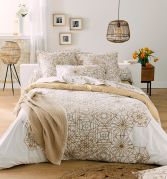 Housse de couette Gabrielle Champagne en percale 200x200 - Tradilinge