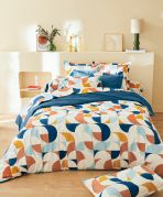 Housse de couette Modulo cobalt en percale 200x200 - Tradilinge