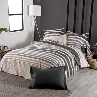 Housse de couette Stripe rayures ficelle percale 140x200 - Tradilinge