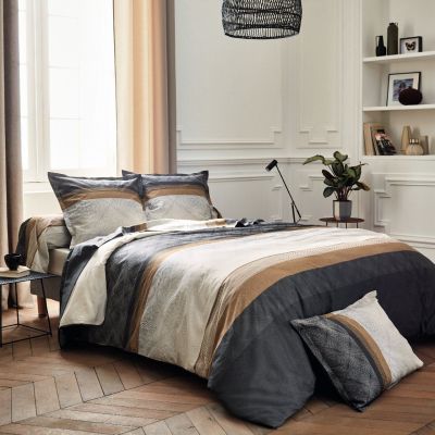 Housse de couette Tiago Noir en satin de coton 140x200 - Tradilinge