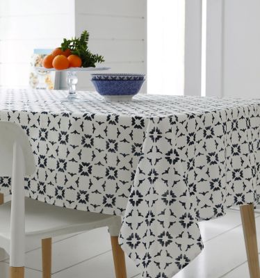 Nappe Belem coton motifs géométriques bleu 160x200 - Tradilinge