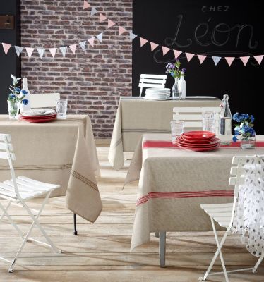 Nappe Bistrot Taupe polyester ovale 180x240 - Tradilinge