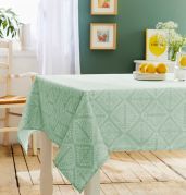 Nappe Boho Sauge polyester motifs imprimés 150x200 - Tradilinge