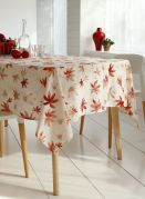Nappe Erable coton enduit motifs feuilles rouges 160x200 - Tradilinge
