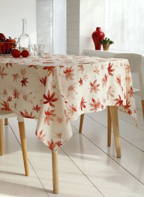 Nappe Erable coton enduit motifs feuilles rouges 160x250 - Tradilinge