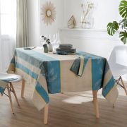 Nappe Palmier Lagon coton enduit motifs feuilles ovale 170x240 - Tradilinge