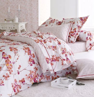 Parure de lit Blossom satin de coton fleurs DP~240x310+DH~140x190+2TO - Tradilinge