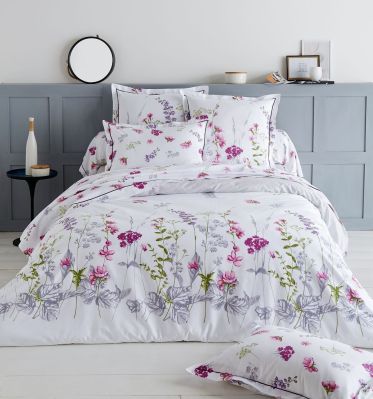 Taie d'oreiller Pretty imprimé floral fond blanc 65x65 - Tradilinge