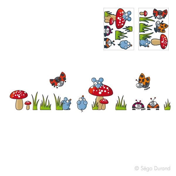 Sticker Déco Souris Et Coccinelle 31x110 Décoration Decotaimefr