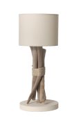 Lampe à poser Ligot Fagot chanvre/bois flotté/cordages blanc cassé - Coc'art Créations