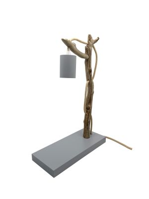 Lampe à poser potence Kalt en bois flotté base cendre Ht40 - Coc'art Créations