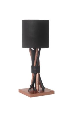 Lampe sur pied Black Copper chanvre/bois flotté/cordages noir - Coc'art Créations