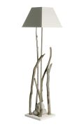 Lampe sur pied Esprit de Lagon en bois flotté base blanc - Coc'art Créations