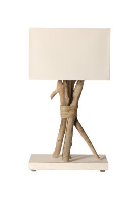 Lampe sur pied Fagot chanvre/bois flotté/cordages blanc - Coc'art Créations