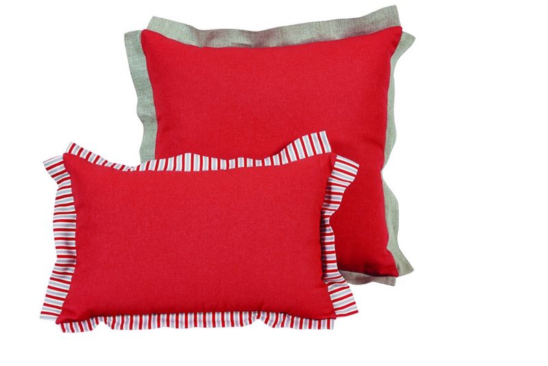 Coussin Alcôve lin glacé uni rouge 45x45 - Autrement dit