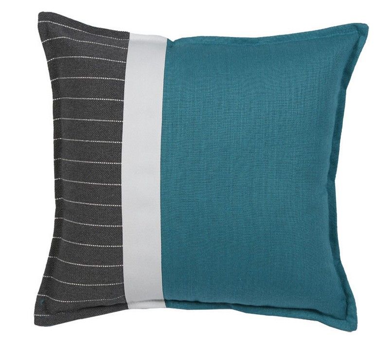 Coussin Cabanon rayure verticale + recto & verso turquoise 45x45 - Autrement dit