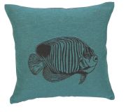 Coussin Cabanon recto poisson & envers uni anthracite 45x45 - Autrement dit