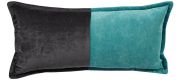 Coussin Carlotta velours turquoise velours anthracite 50x25 - Autrement dit